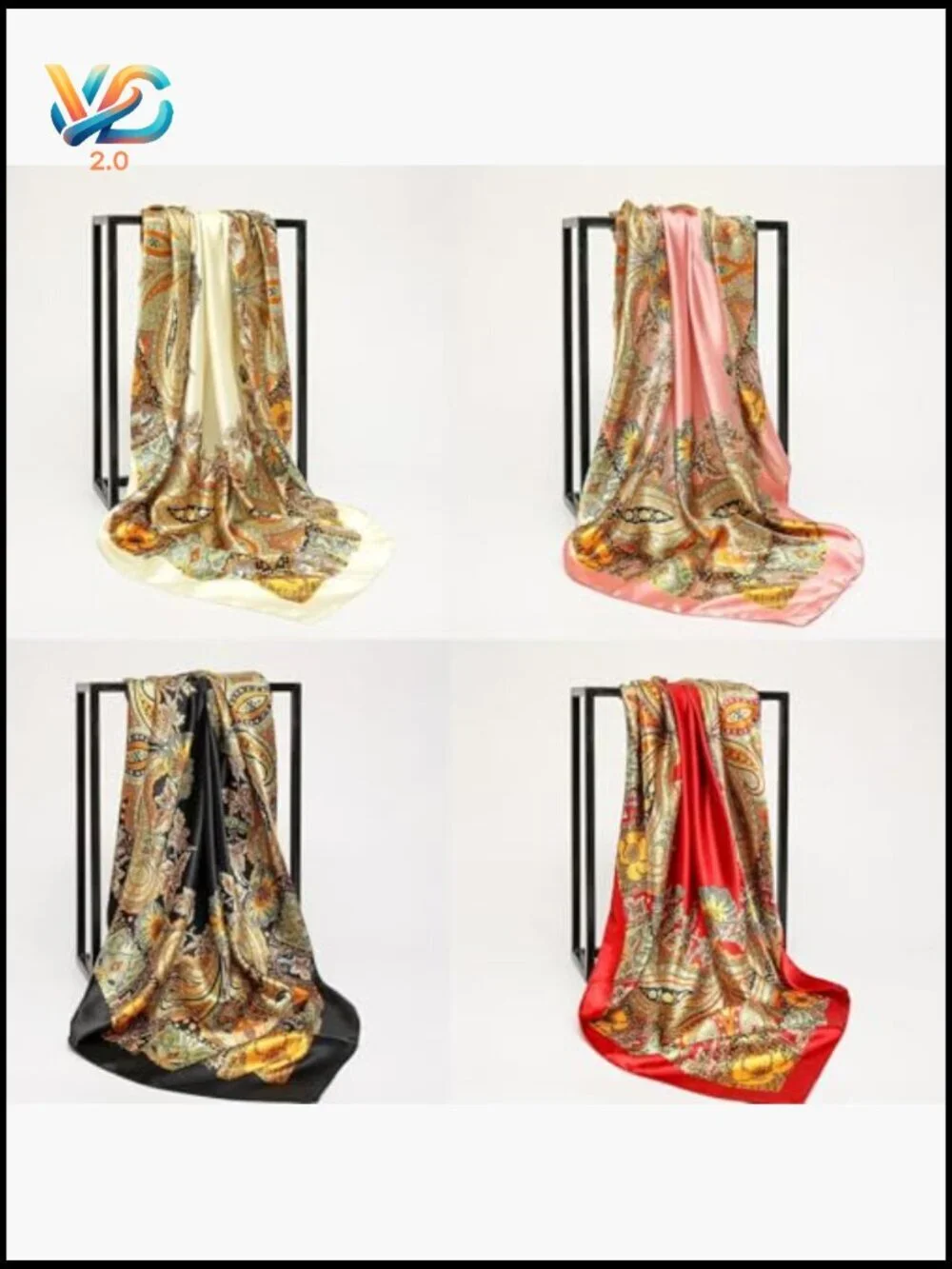 Large Square Satin Head Scarf Versatile Hair Bandana Wrap 35 inch